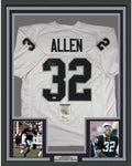 Framed Autographed/Signed Marcus Allen 35x39 Oakland White Football Jersey JSA COA