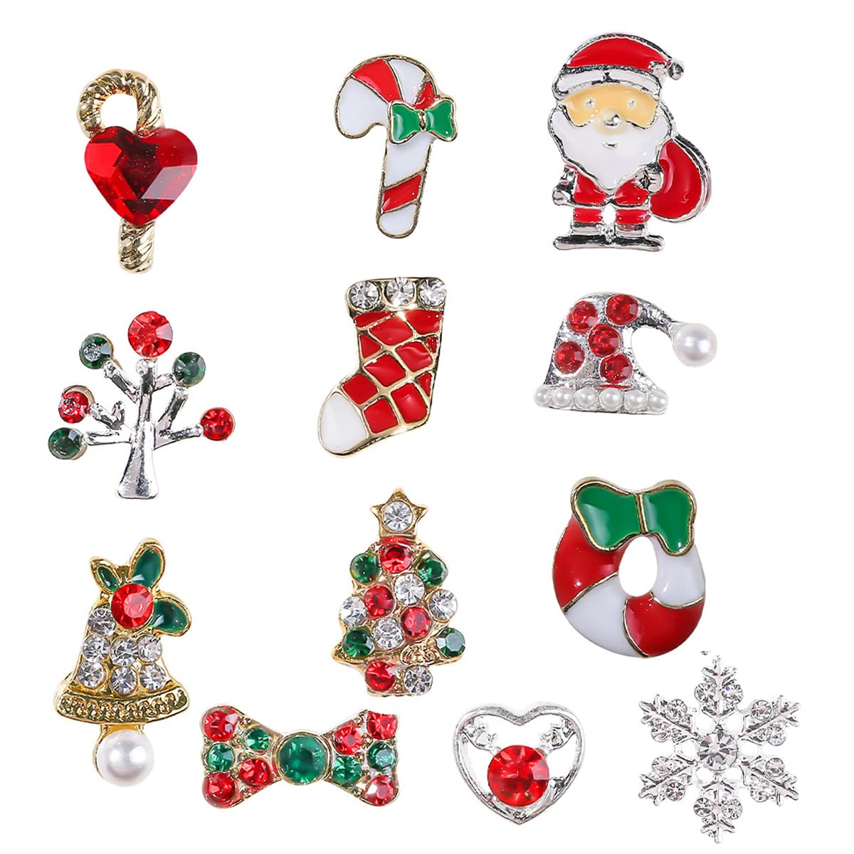 Christmas Nail Charms for Nails Art Snowflakes Snowman Christmas Tree Nail Rhinestones Winter Xmas Nail Jewelry Decorations Manicure Kit Holiday Nails Art Supplies Accessories for Acrylic DIY Nails