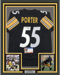 Framed Autographed/Signed Joey Porter 35x39 Pittsburgh Black Football Jersey PSA/DNA COA