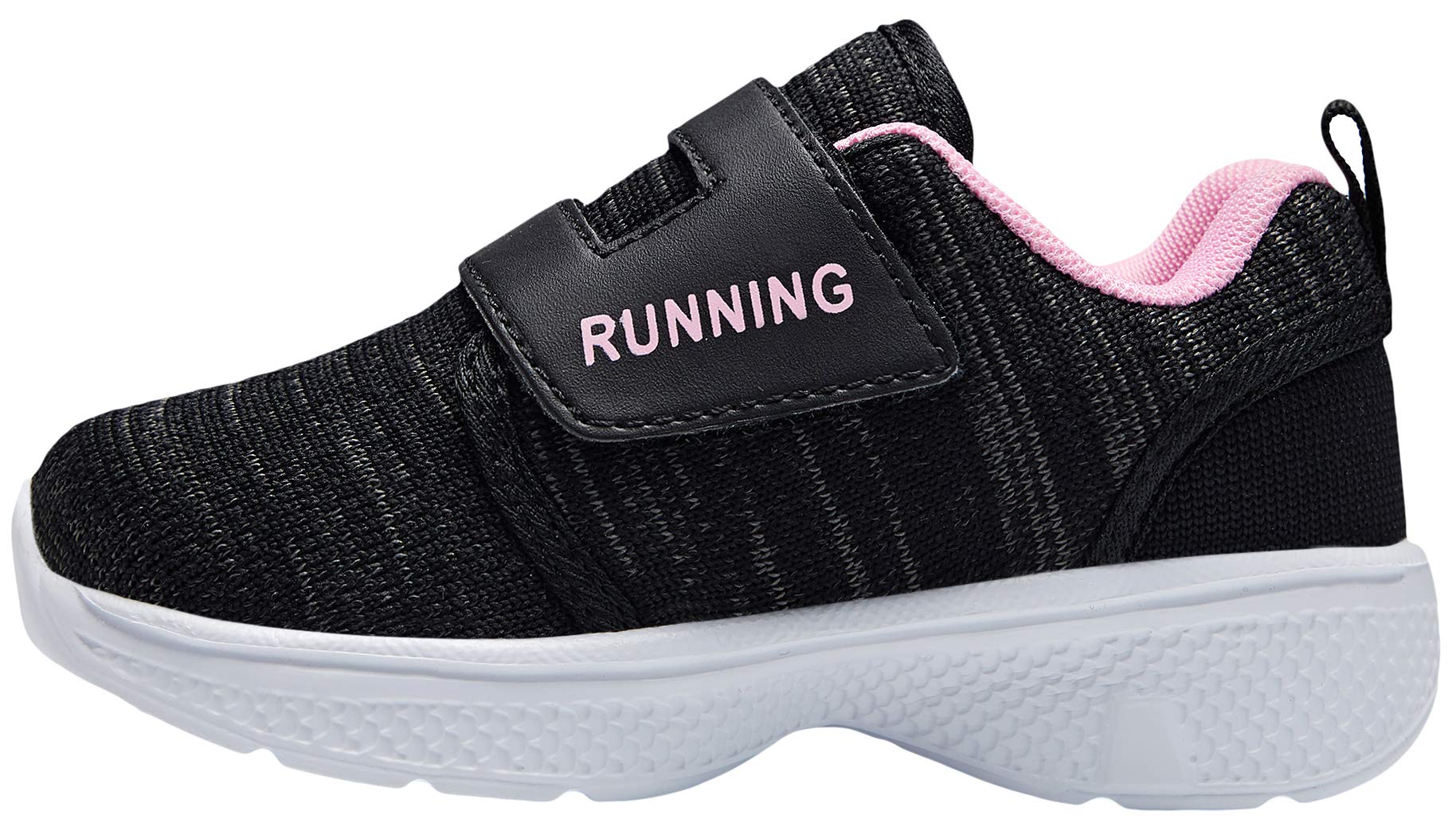 adituo Toddler Boys Girls Lightweight Athletic Sneakers Strap Black Pink Size 11