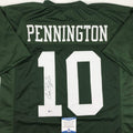 Autographed/Signed Chad Pennington New York Green Football Jersey Beckett BAS COA