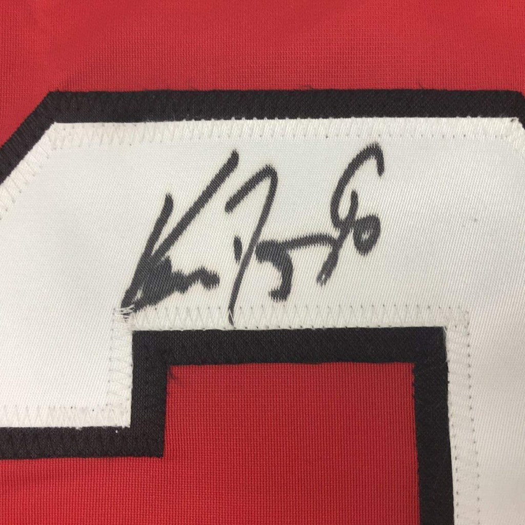 Framed Autographed/Signed Ken Daneyko 35x39 New Jersey Red Hockey Jersey JSA COA