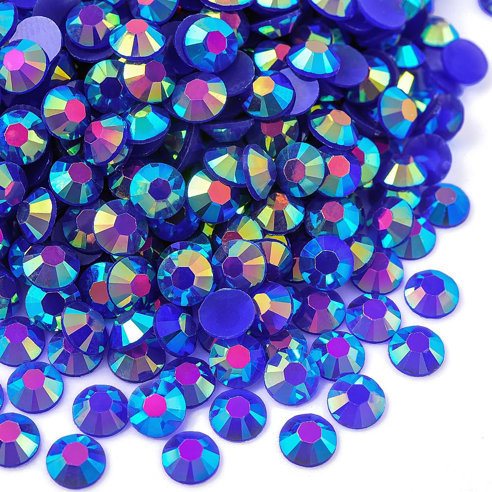 Blinginbox 1500pcs 5mm AB Resin Flatback Rhinestones Round Non-Hotfix Sapphire