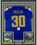 Framed Autographed/Signed Austin Ekeler 35x39 Los Angeles LA Color Rush Football Jersey PSA/DNA COA