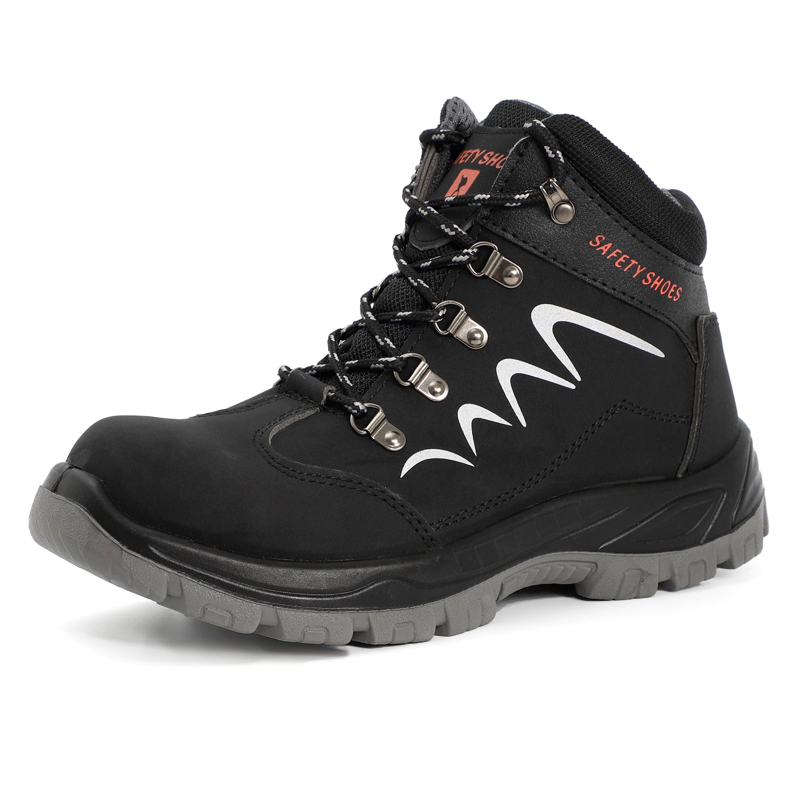 ESTAMICO Steel Toe Waterproof Work Boots Men Black Size 7.5