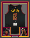 Framed Autographed/Signed Collin Sexton 35x39 Cleveland Cavaliers Black Basketball Jersey Fanatics COA
