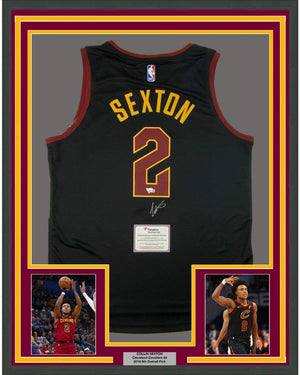 Framed Autographed/Signed Collin Sexton 35x39 Cleveland Cavaliers Black Basketball Jersey Fanatics COA