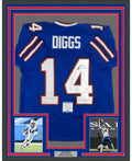 Framed Autographed/Signed Stefon Diggs 35x39 Buffalo Blue Football Jersey Beckett BAS COA