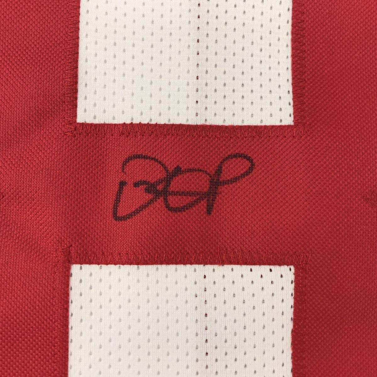 Framed Autographed/Signed Dante Pettis 35x39 San Francisco White Football Jersey JSA COA