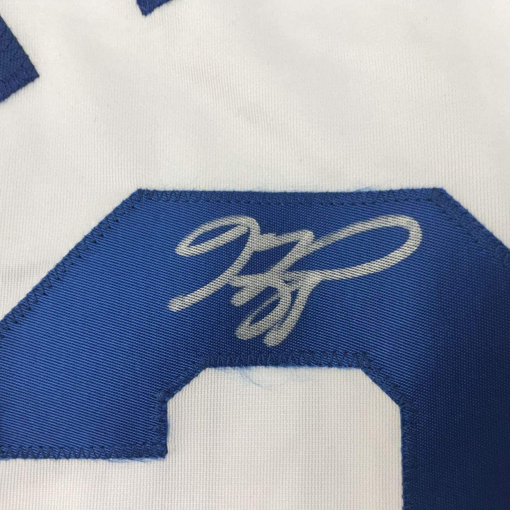 Framed Autographed/Signed Mike Piazza 35x39 New York NY White Baseball Jersey Beckett BAS COA