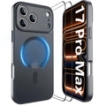 YFEMLAZ Magnetic for iPhone 17 Pro Max Case,with Screen Protectors X2,Full Camera Protection,Compatible with MagSafe,Translucent Matte,Anti-Fingerprint?Shockproof Protective Phone Case,6.9",Black