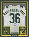 Framed Autographed/Signed Nick Collins 35x39 Green Bay White Football Jersey PSA/DNA COA
