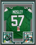 Framed Autographed/Signed CJ C.J. Mosley 35x39 New York Green Football Jersey JSA COA