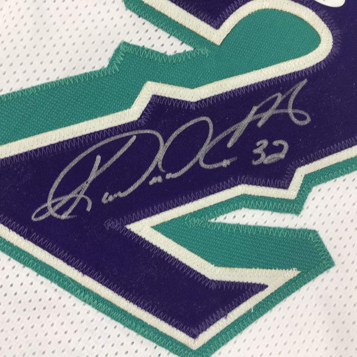 Framed Autographed/Signed Karl Malone 35x39 Utah Purple Basketball Jersey Beckett BAS COA
