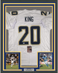 Framed Autographed/Signed Desmond King 35x39 Los Angeles LA White Football Jersey JSA COA