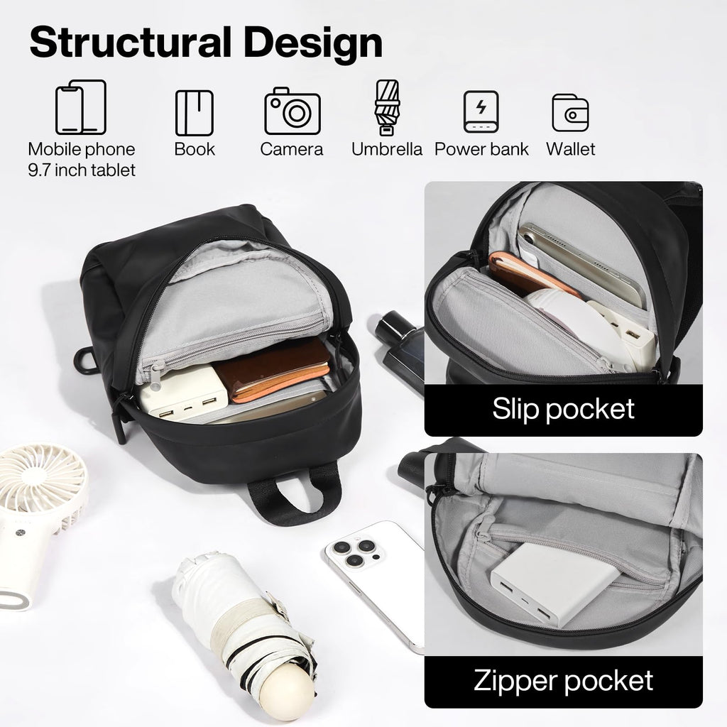 mixi EliteSeries Sling Bag Small Waterproof Crossbody Black 11-Inch