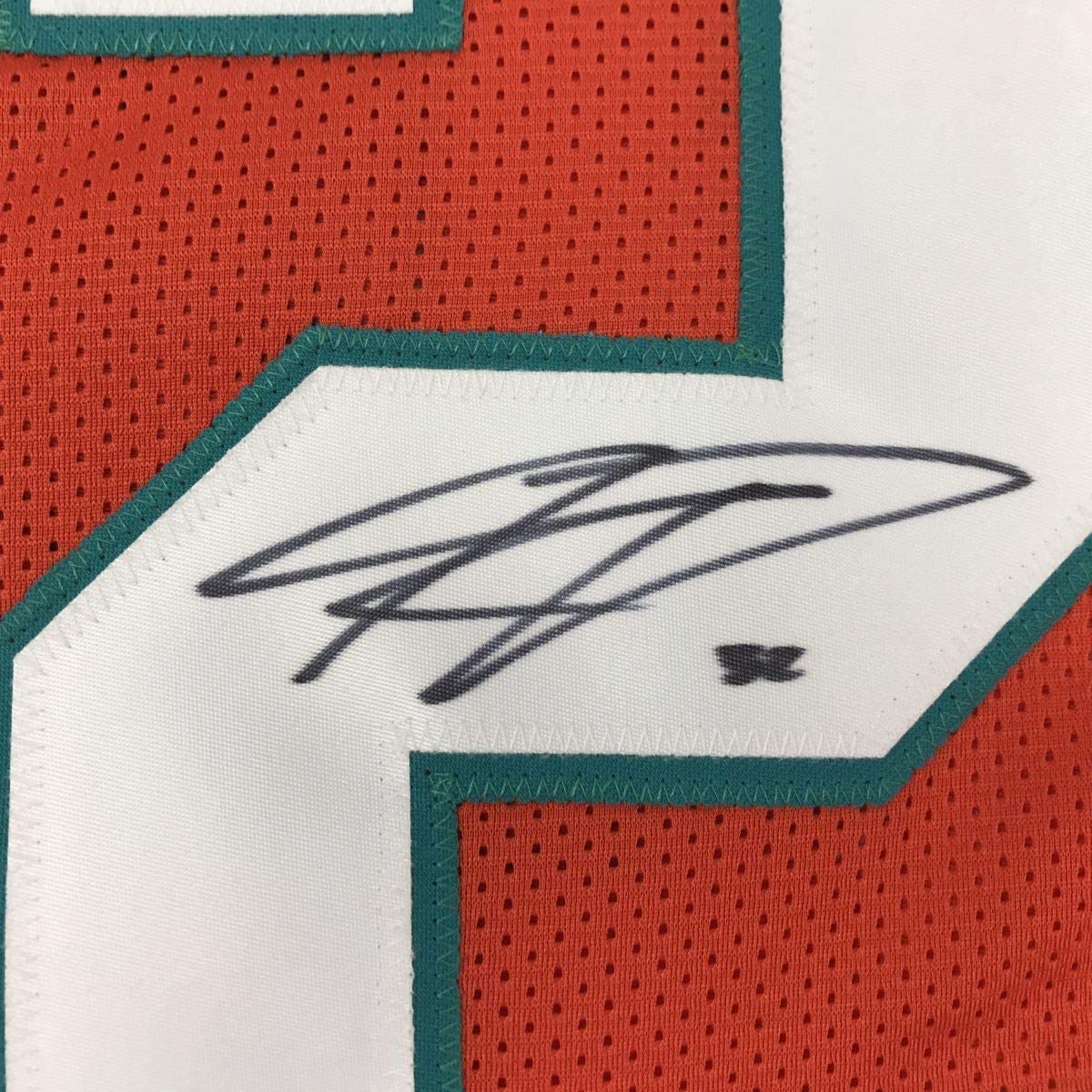 Framed Autographed/Signed Kenyan Drake 35x39 Miami Orange Football Jersey JSA COA