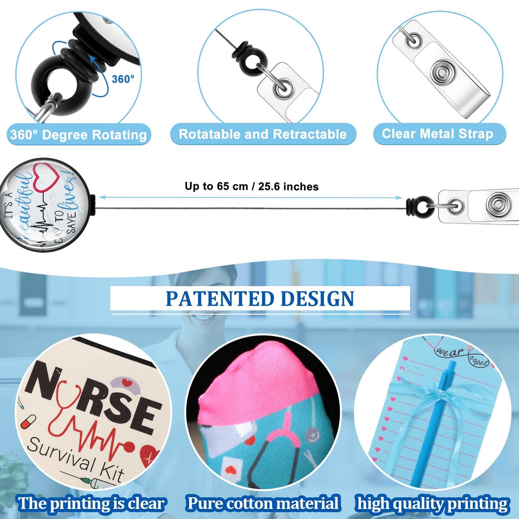 Hotop Nurse Appreciation Gift Set 19 Pcs Makeup Bag Badge Reel Wine Tumbler