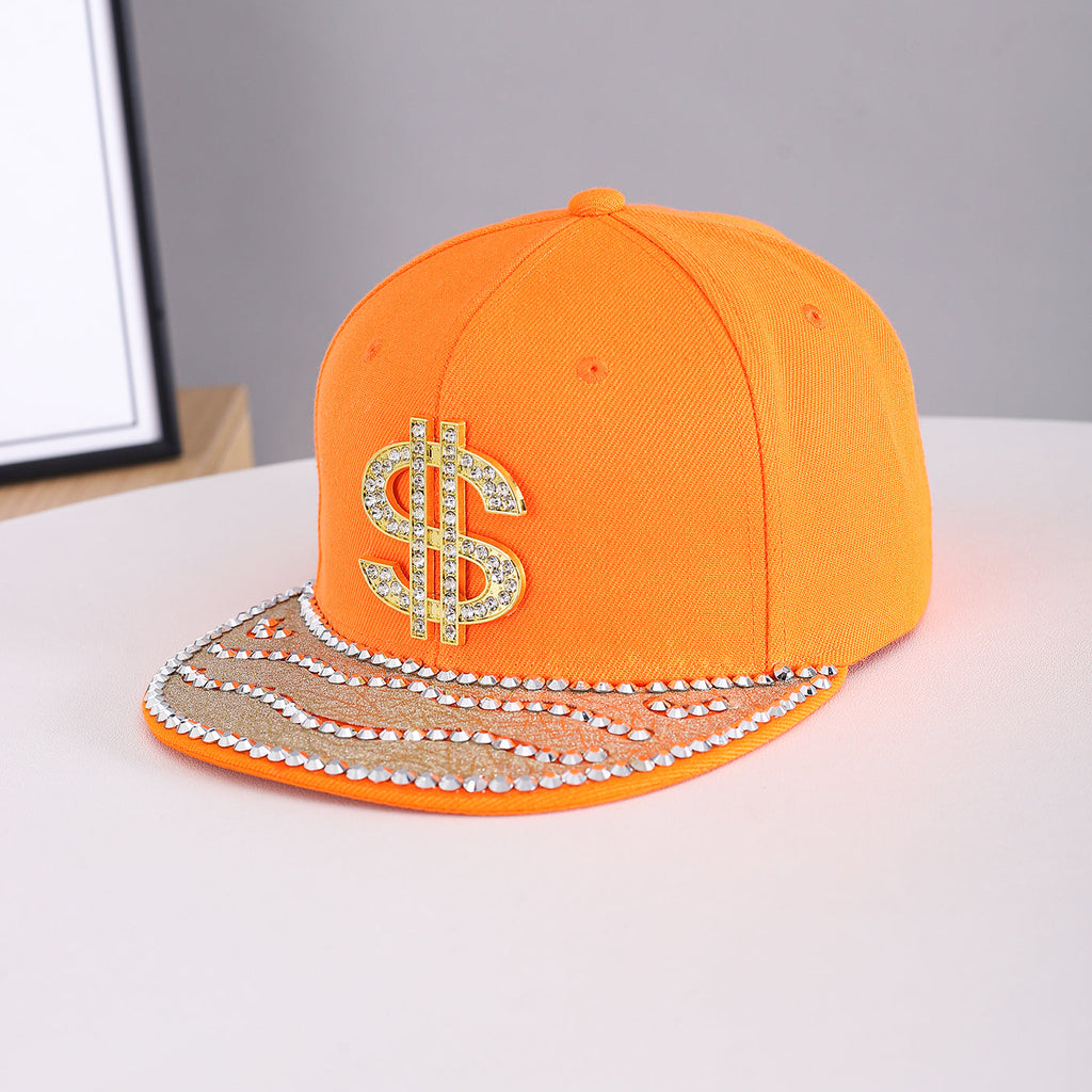 Suitable For Both Men And Women, This Metal Stud Jewelry Features A Wave-shaped Set Of Diamonds. The Hat Has A Flat Brim And Is Perfect For Individualized Outfits.