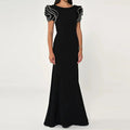 Round Neck Petal Sleeve Fishtail Skirt Dress