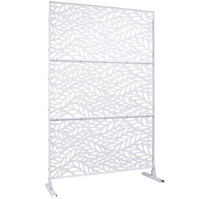 Metal Outdoor Privacy Screen 76x48 Inch, Freestanding Decorative Garden Panel