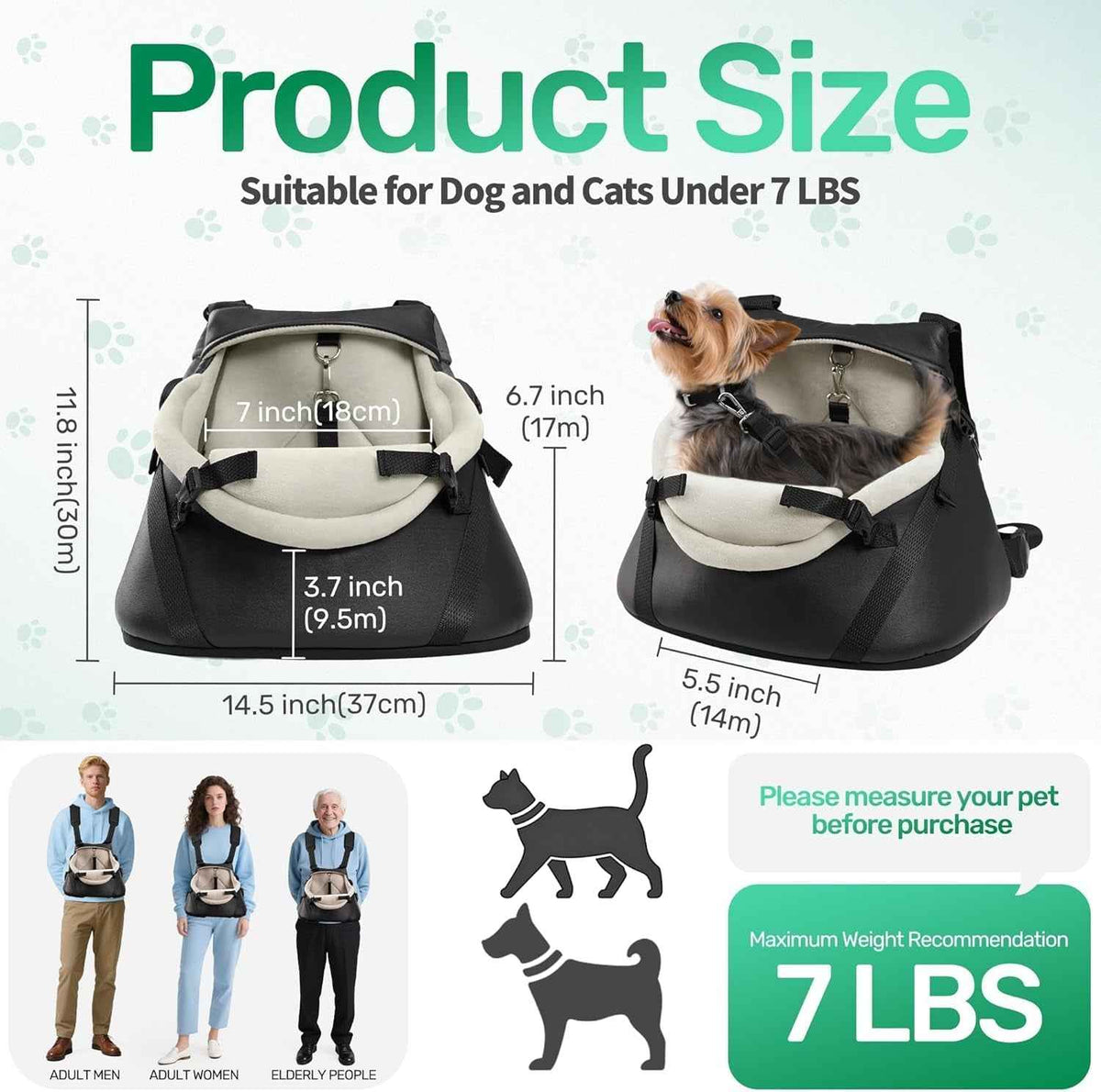 Small Dog Car Seat Booster PU Leather Travel Seat for Dogs up to 7lbs