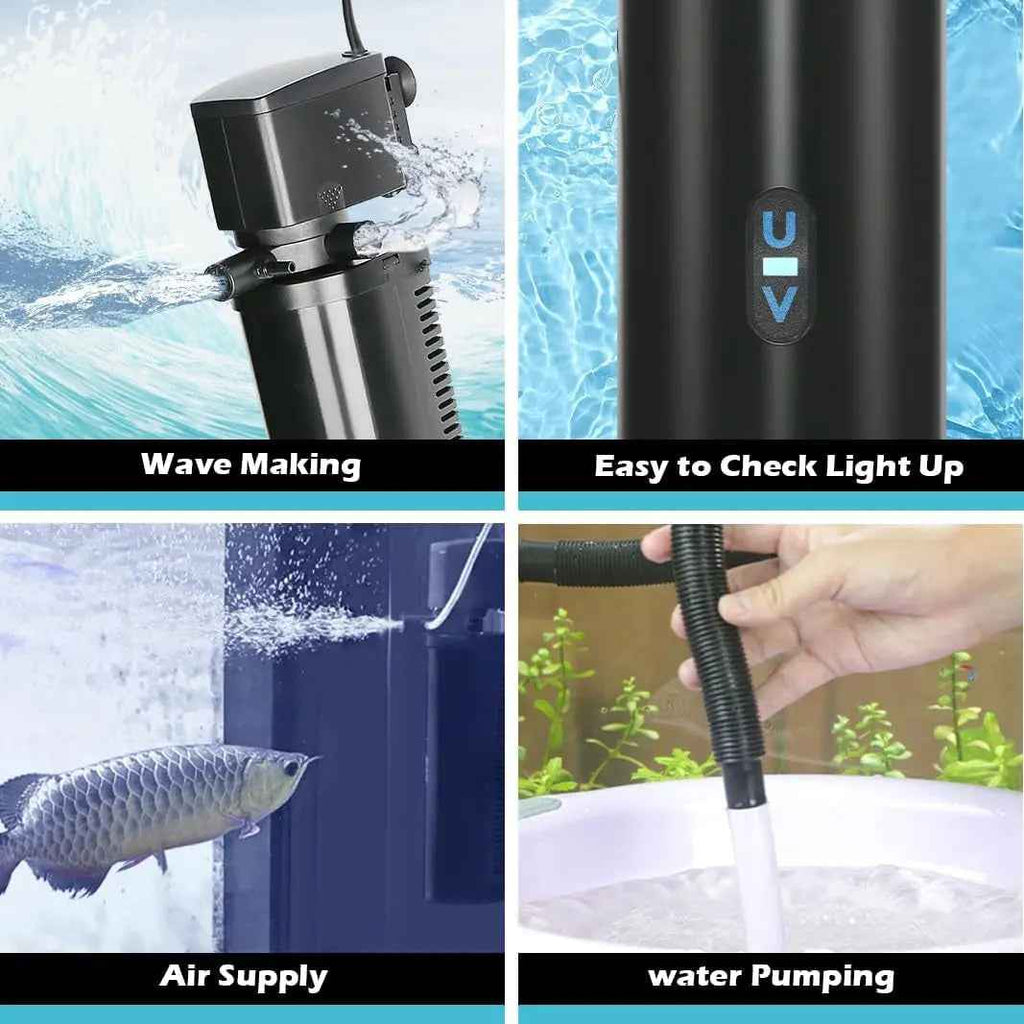 75-200 Gallon Aquarium UV Filter 300GPH Submersible Green Clean