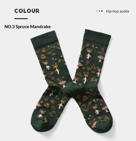 French Creative Socks Illustration Art Socks For Men And Women Couples