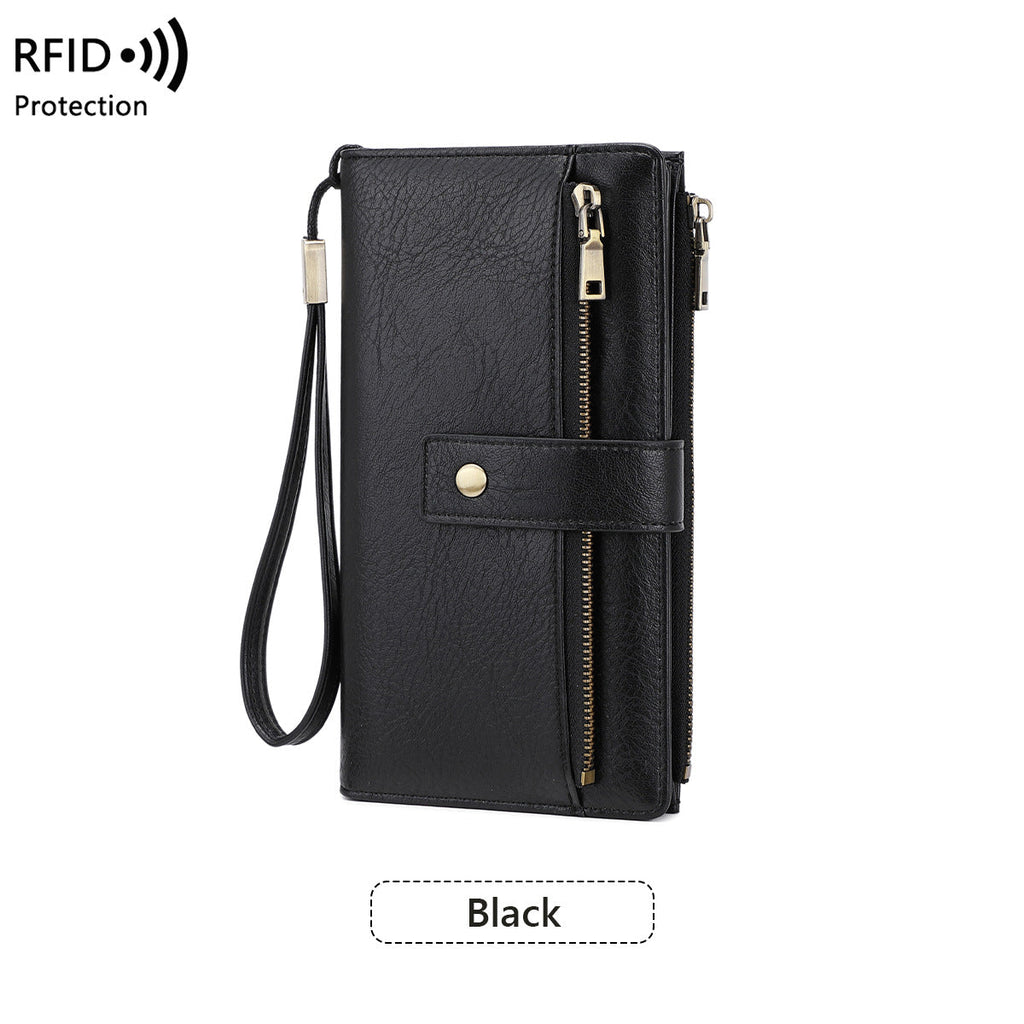 Anti-magnetic Womens Multi-Card Trifold Long Fashion Wallet