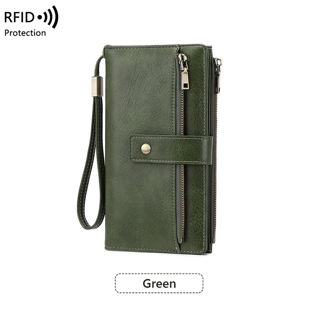 Anti-magnetic Womens Multi-Card Trifold Long Fashion Wallet