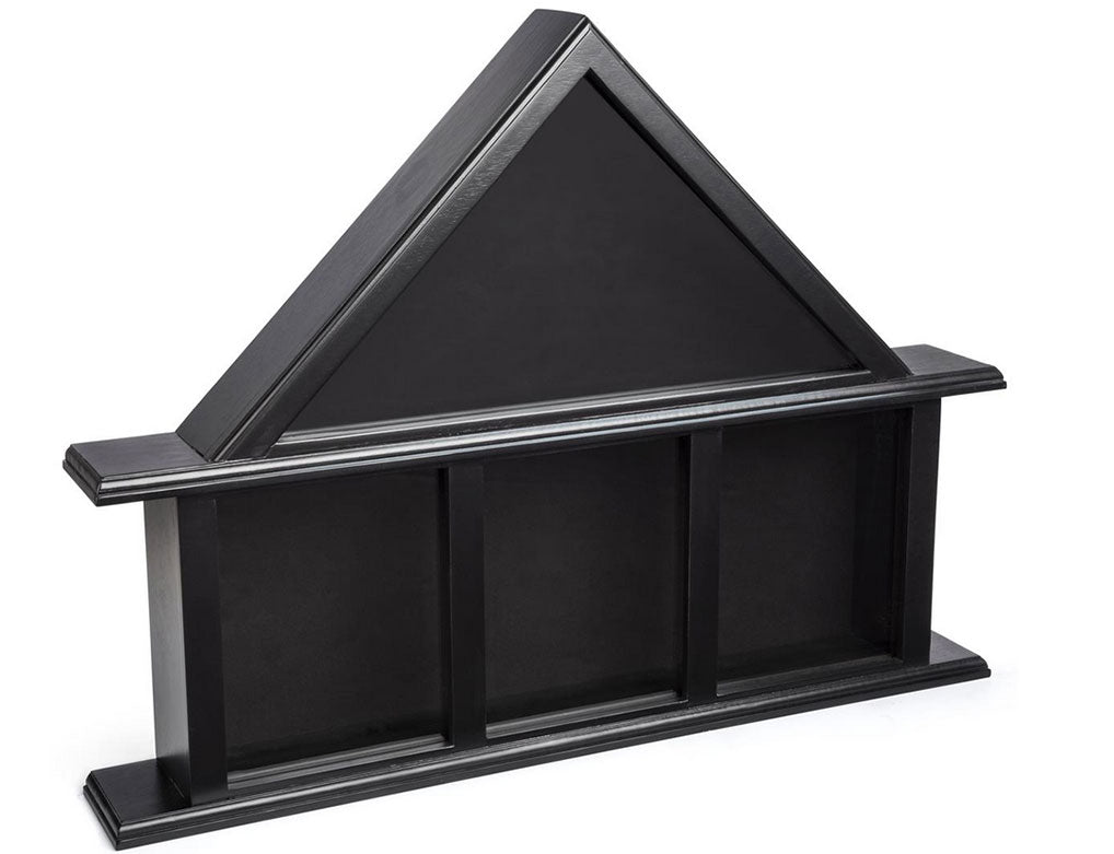 Flag Display Case with Glass Front and 3 Medal Boxes, Felt Backing - Black