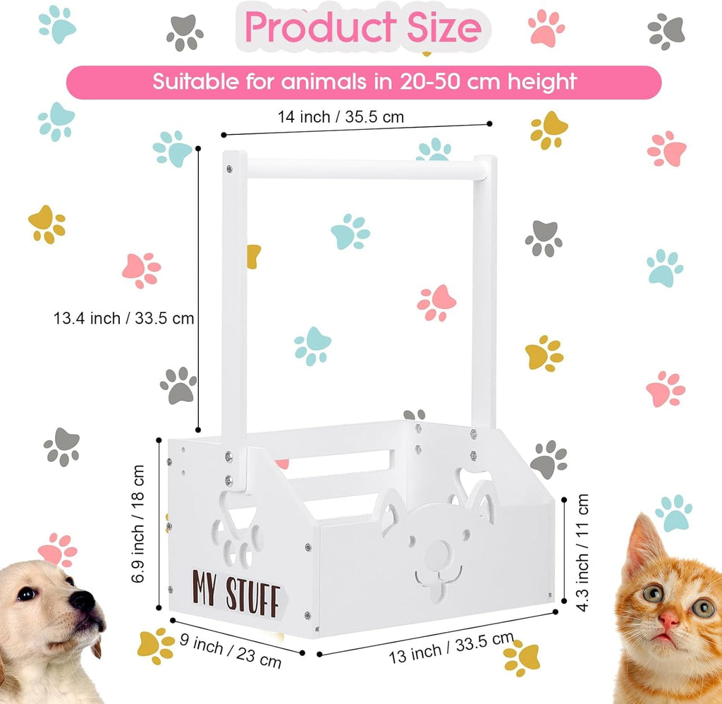 Dog Storage Organizer Wooden Closet Toy Bin Clothes Rack Hangers Pink/White