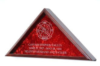 Firefighter Flag Display Case, Firefighter Flag Flag Frame, Mahogany