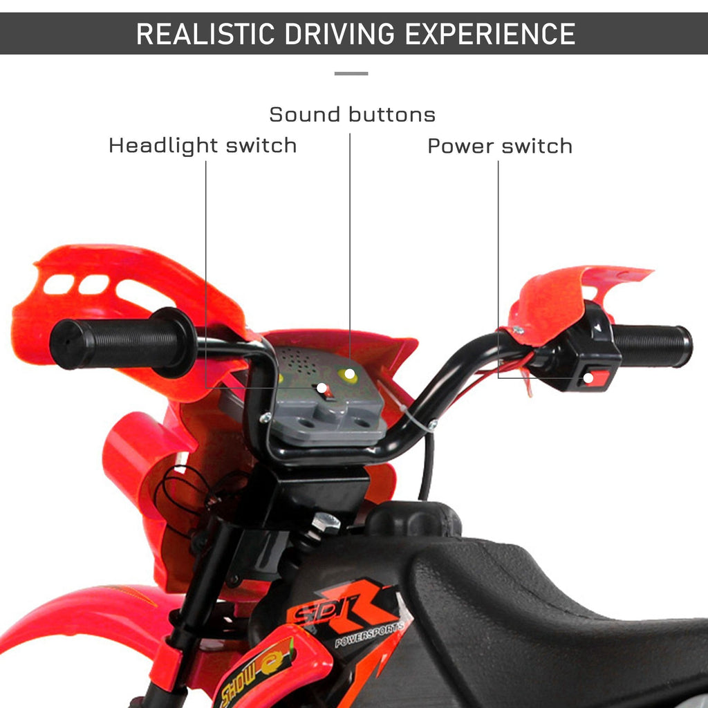 Kids 6V Electric Ride-On Motorcycle with Training Wheels, Battery Powered Toy Bike