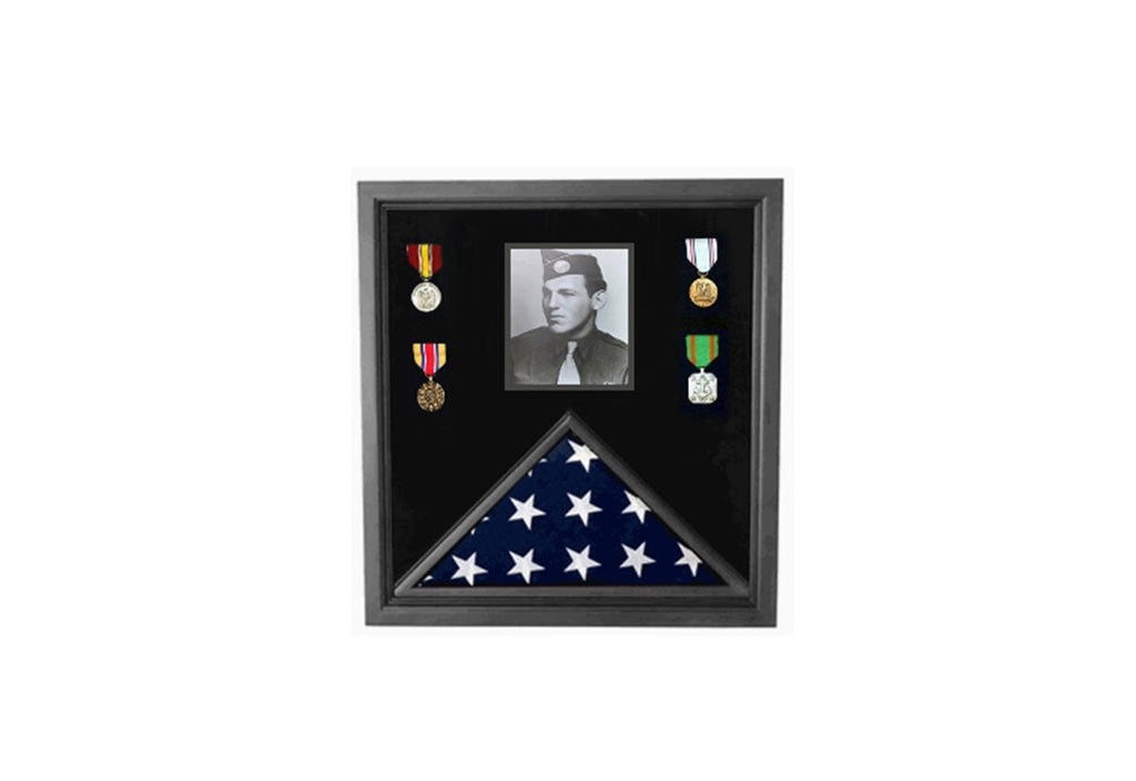 5ft x 8ft American flag and photo display case for large American flag and photos