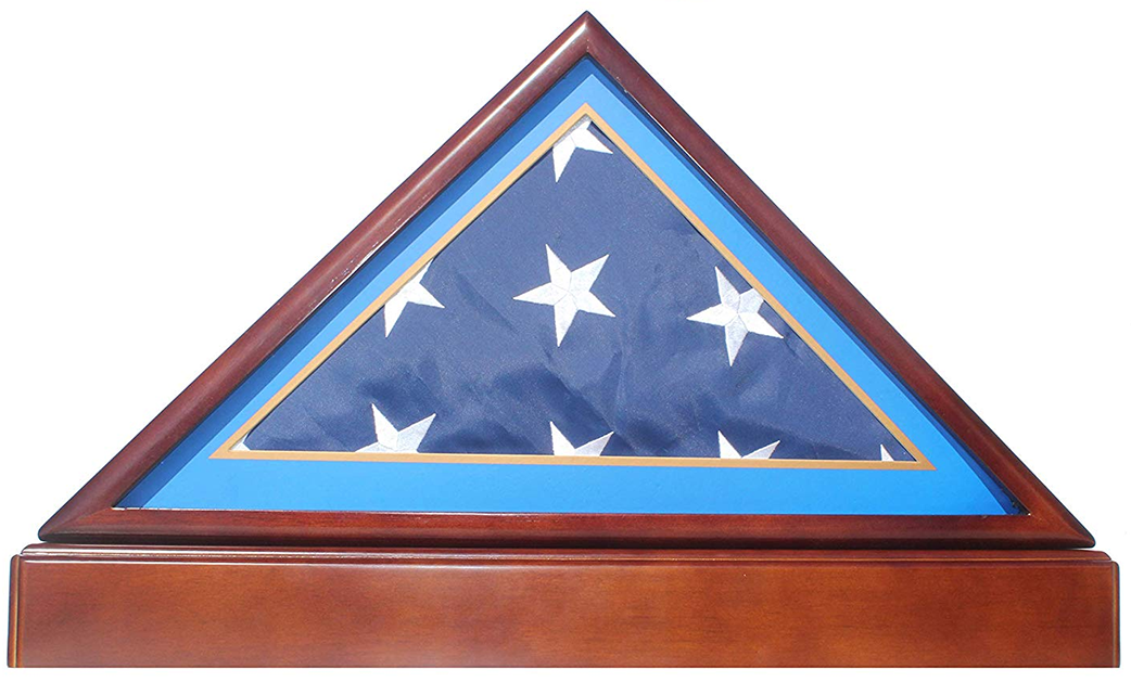 Burial/Funeral Flag Display Case Frame, Military Shadow Box with Pedestal Stand - 5'X9.5' Flag