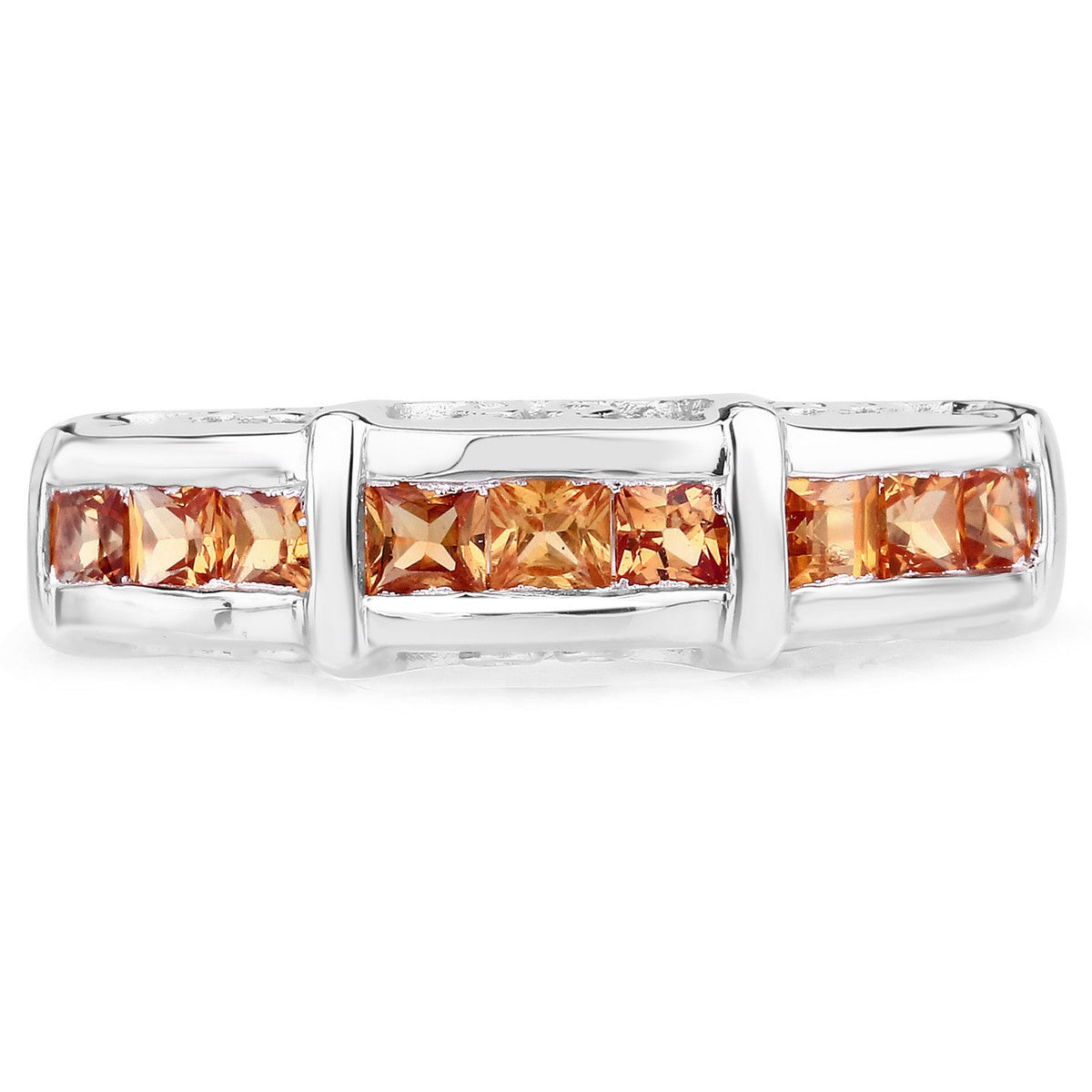 1.08 Carat Genuine Orange Sapphire .925 Sterling Silver Ring