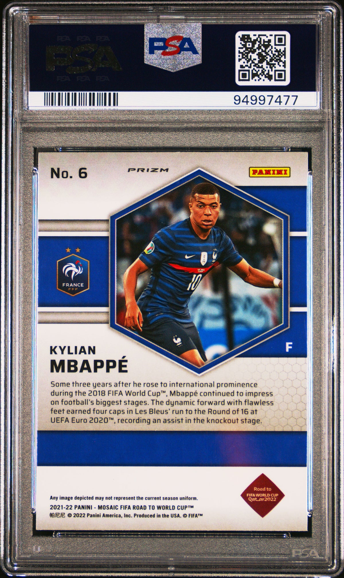 Graded 2021 Panini Mosaic FIFA Road to World Cup Kylian Mbappe #6 Mosaic Soccer Card PSA 10 Gem Mint