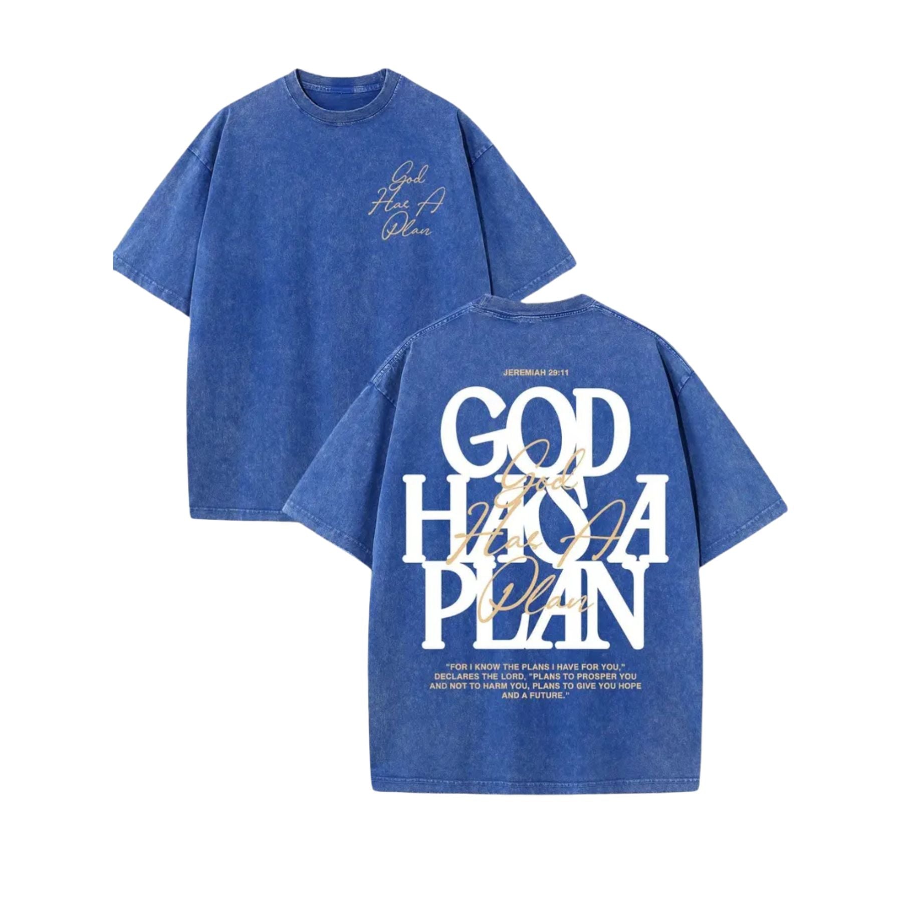 “God Has a Plan” Vintage Washed T-Shirt – 230gsm Heavyweight Double-Sided Christian Graphic Tee