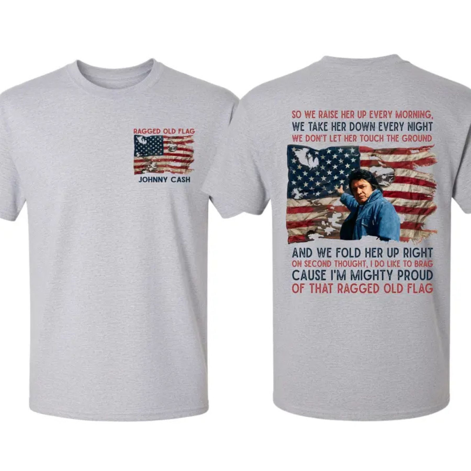Ragged Old Flag T-Shirt – Vintage Patriotic Country Music Inspired Graphic Tee, Unisex Cotton Shirt