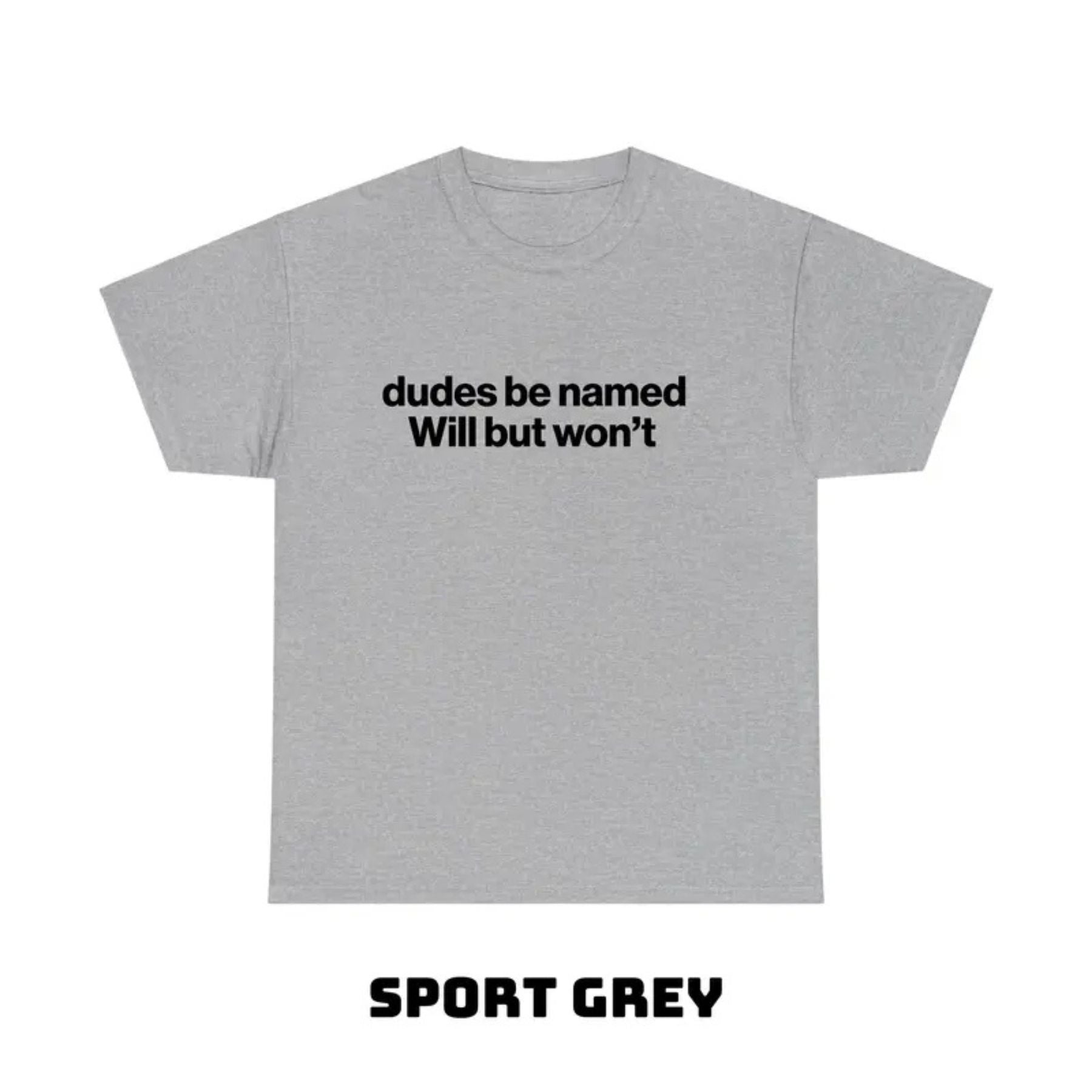 "Dudes Be Named Will But Won’t" Funny T-Shirt – Ironic Sarcastic Graphic Tee, Unisex Cotton Shirt