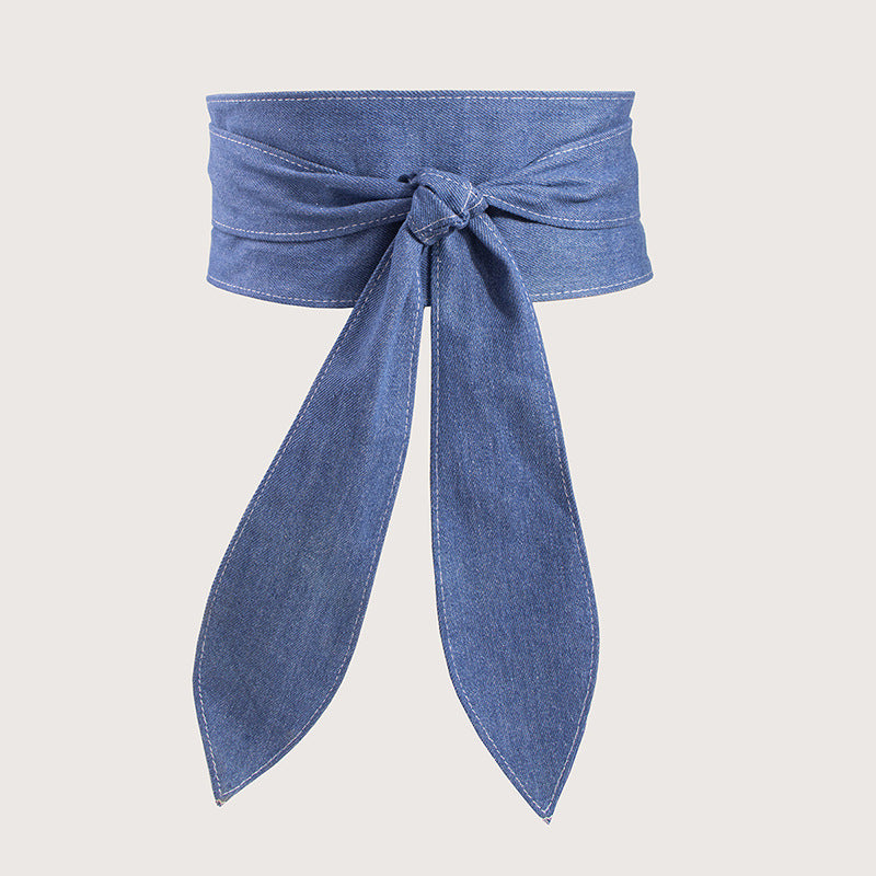 Amazon Cross-border Women's Wide Waist Cover Soft All-match Elegant Bow Ribbon Super Long In Stock Tie Belt