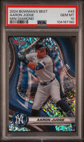 Graded 2024 Topps Bowmans Best Aaron Judge #43 Mini Diamond #/299 Baseball Card PSA 10 Gem Mint