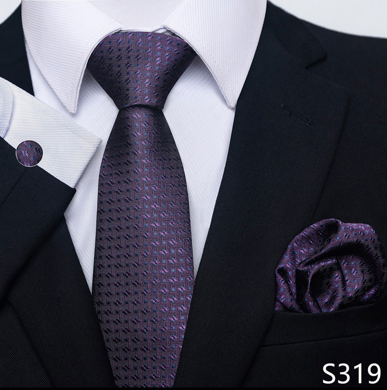Men's Creative All-match Business Formal Wear Tie Scarf Cuff Buckle Set
