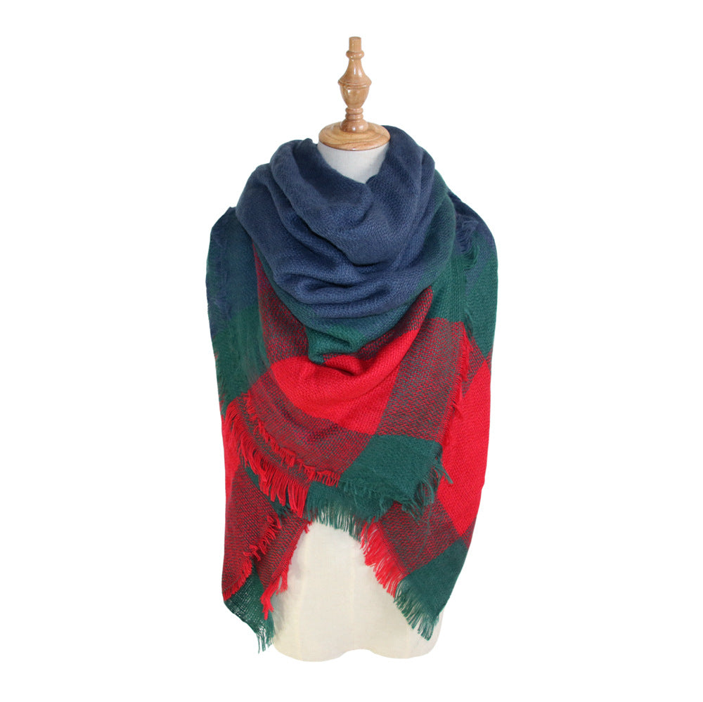 Plaid-print Versatile Neck Scarf Shawl