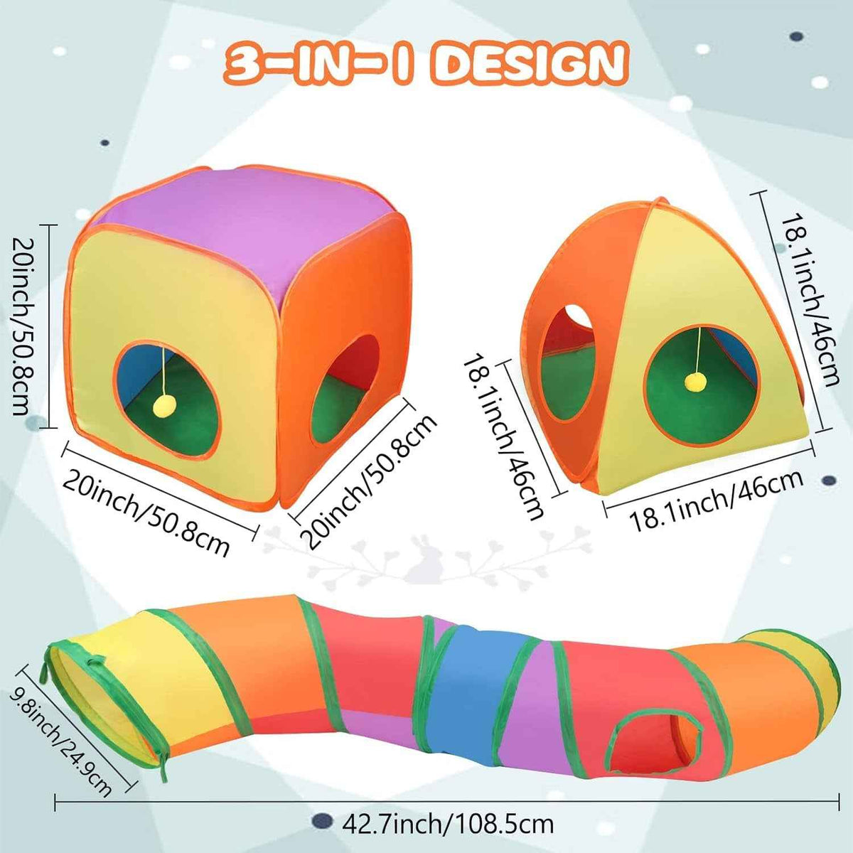 Rabbit Tunnel Toy Collapsible Play Tube Cube & Tent Set