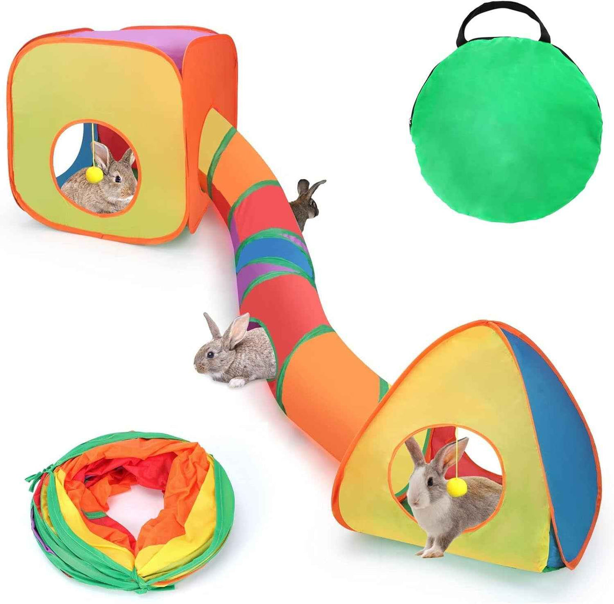 Rabbit Tunnel Toy Collapsible Play Tube Cube & Tent Set