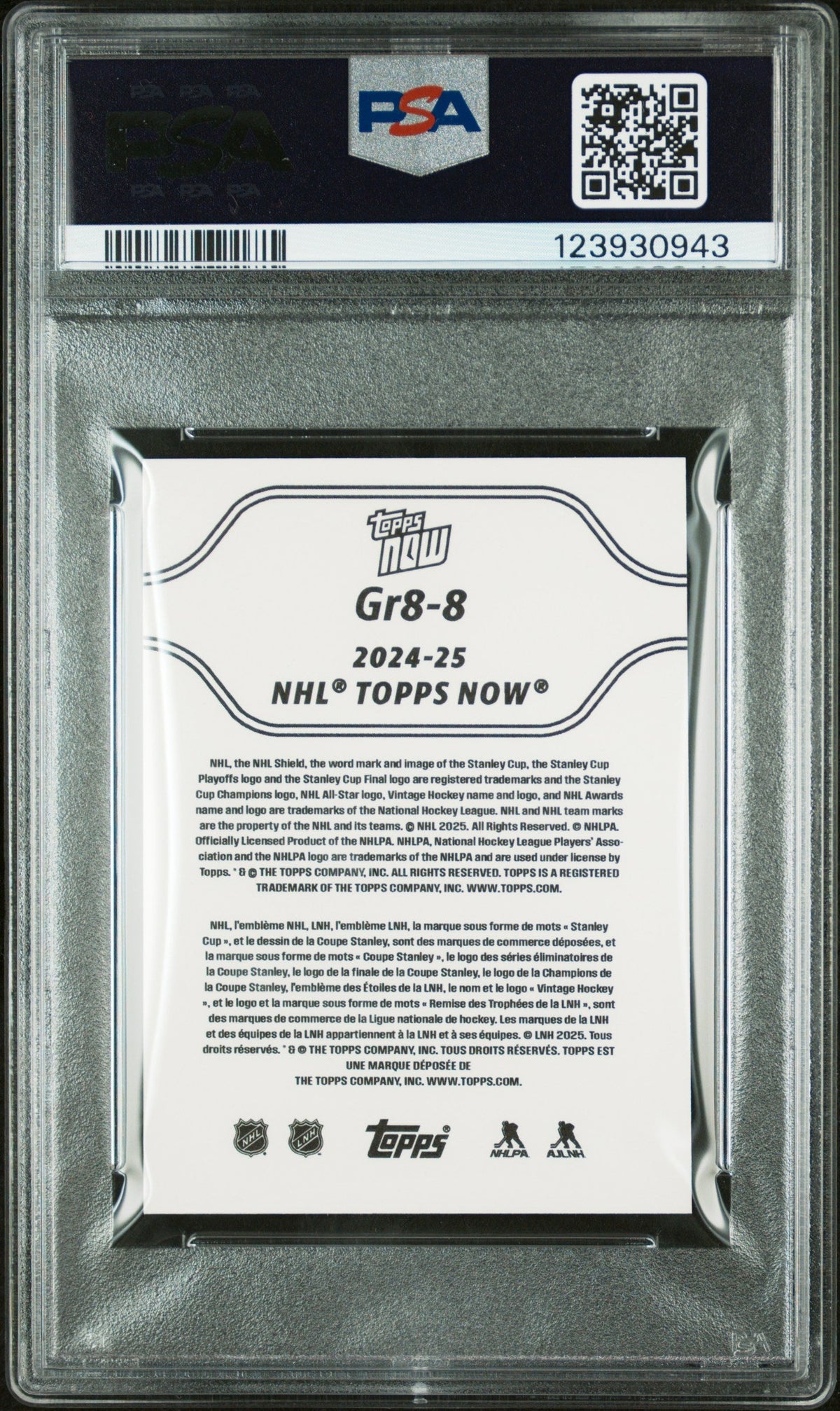 Graded 2024 Topps Now Alex Ovechkin #8 The GR8 Chase Sticker Hockey Card PSA 8 Near Mint