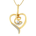 Espira 10K Yellow Gold .03 Cttw Diamond-Accented Round-Cut Diamond Swirl Open Heart 18" Pendant Necklace (I-J Color, I2-I3 Clarity)