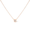 10K Rose Gold 1/2 Carat Round Brilliant-Cut Diamond Modern Bezel-Set Solitaire 16"-18" Pendant Necklace (H-I Color, SI2-I1 Clarity)